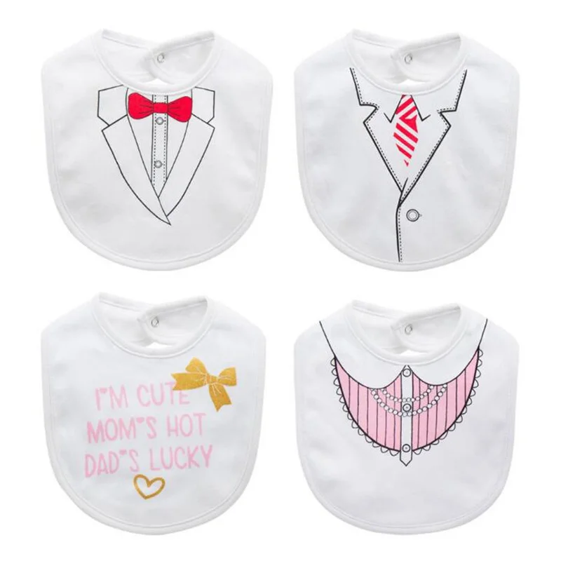 

2PCS/Set Waterproof Baby Boys Girls Tuxedo Bow Tie Gentleman Bibs Newborn Dinner Feeding Bibs Cotton Saliva Towel Bebes Baberos