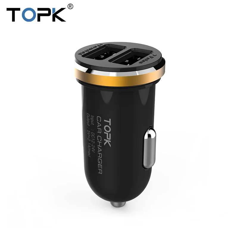 

TOPK Original 5V 2A Dual Port Mini USB Car Charger Quick Charge Car-charger for iPhone 7 6 6s 5s 5 Samsung Xiaomi HTC Huawei