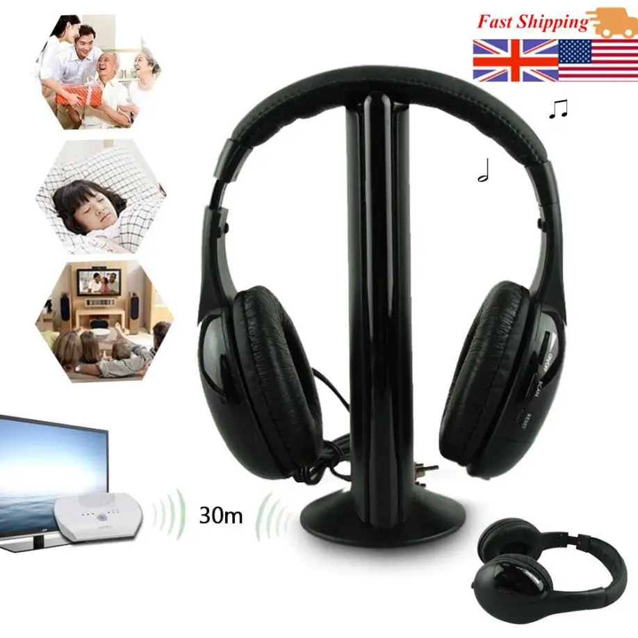 5 в 1 Беспроводные наушники Casque Audio Sans Fil Ecouteur Hi Fi радио FM ТВ MP3 MP4 полноканальный