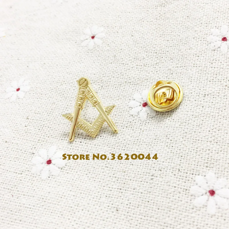 

20pcs Zinc Alloy 3D Square and Compass Lapel Pin Masonic Free Masons Pins Masonry Brooch Metal Craft Custom Badge Gold Color
