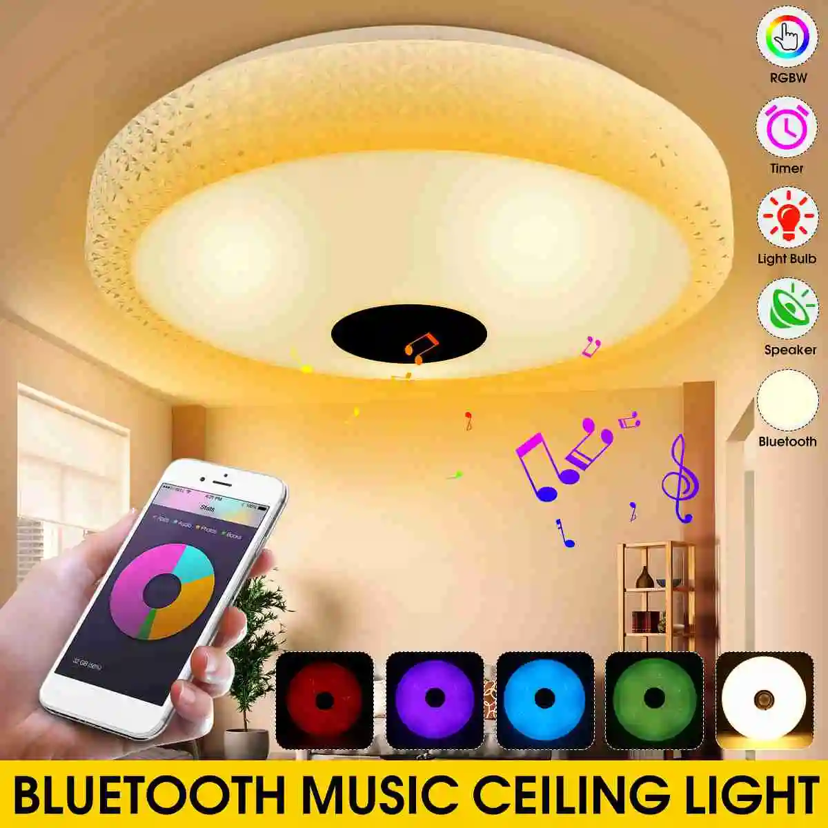 

Modern 48W RGB Smart Dimmable bluetooth Music Ceiling lights APP Control Lamp 220V Bedroom Ceiling Lamp