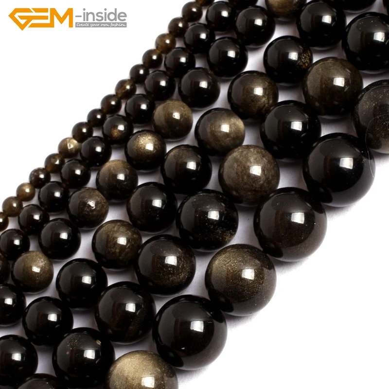 15in Strand 6mm 8mm Gemstone Bead High Quality Obsidian Gemstone Beads Black Obsidian Beads Polished Obsidian Beads