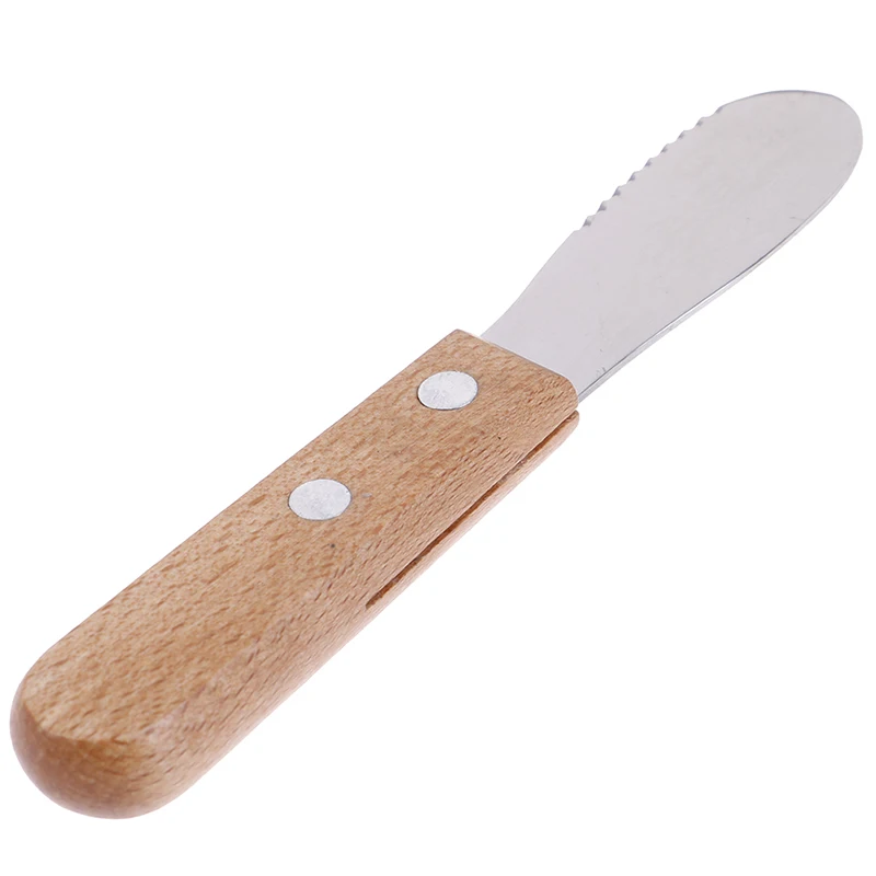 Stainless Steel Spatula Kitchen Tool with Wooden Handle Portable Mini Sandwich Spreader Butter Cheese Slicer Knife