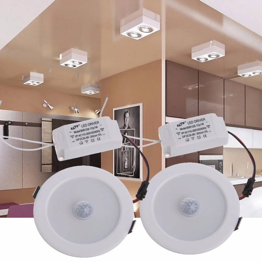 5W/7W/9W E27 PIR Motion Sensor LED Ceiling Light Downlight Wall Path