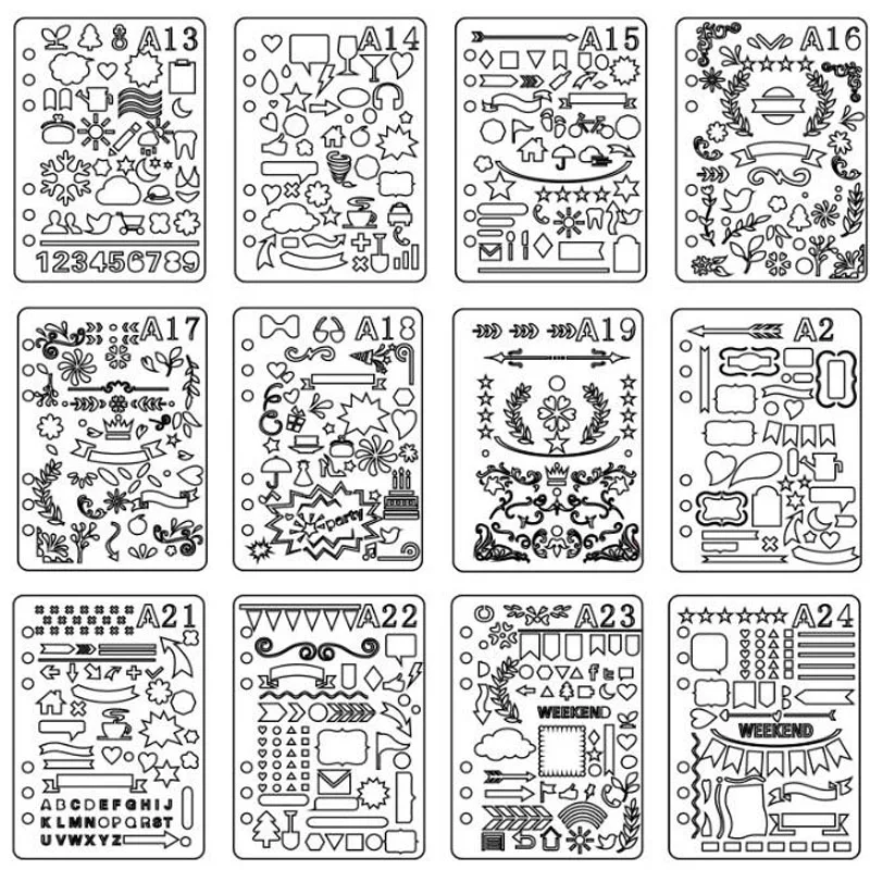 

1pc 21*14.5cm Stencils Bullet Journal Painting Ruler Stencils Wall Painting Scrapbook Embossing Album Decorative Template Ruler