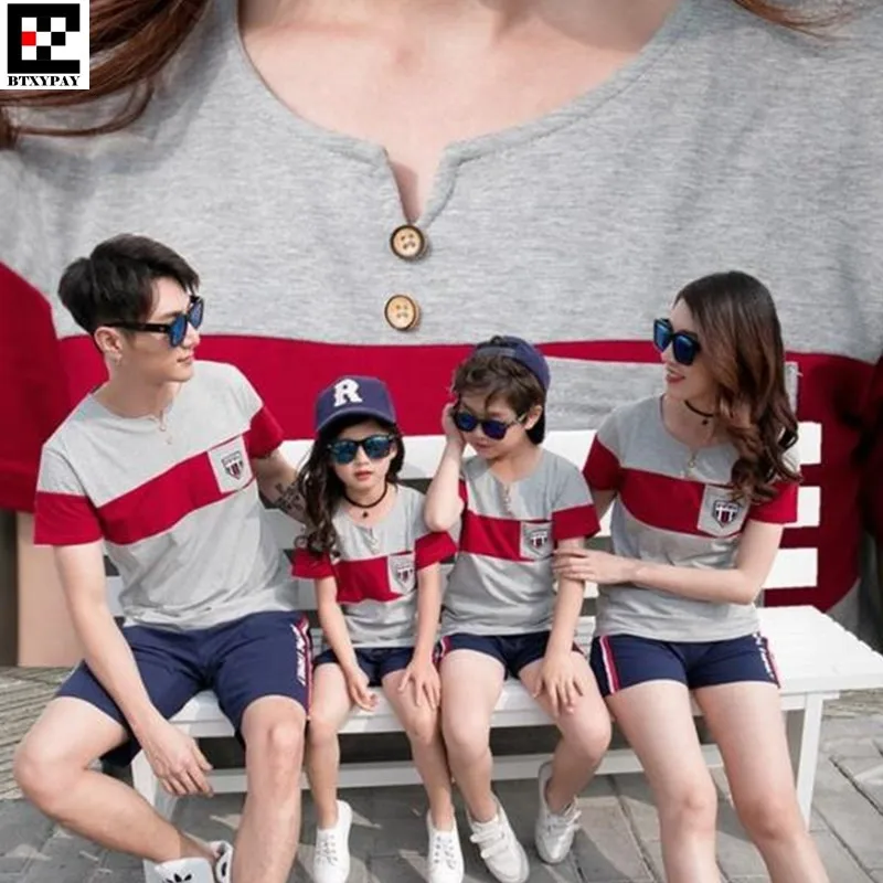 

2019 Summer Parent-child T-shirts Kids Boy&Girl Family Matching Outfits Short Sleeves&Shorts,Man&Women T Shirt&Fifth Shorts