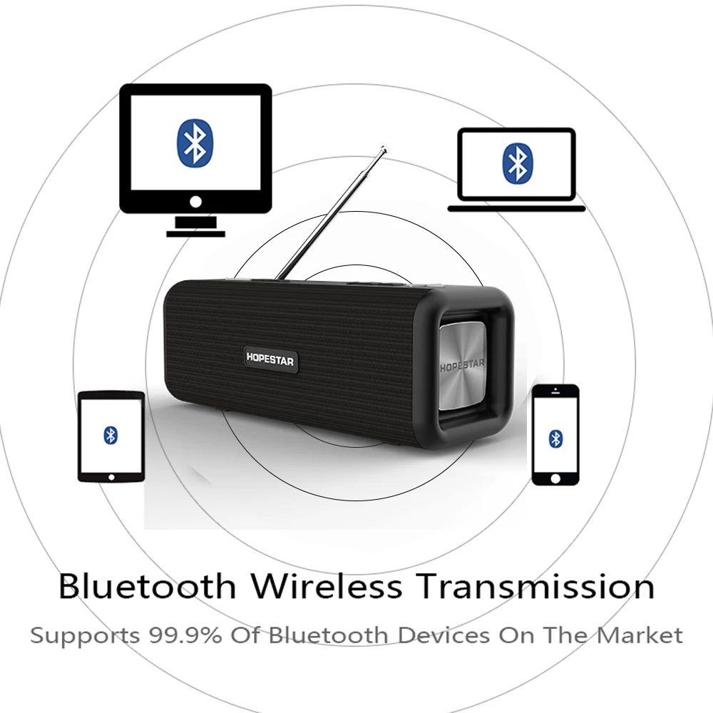 HOPESTAR T9 беспроводной Bluetooth 4,2 динамик 10 Вт портативный звуковой ящик FM цифровое радио 3D объемный стерео Поддержка громкой связи TF AUX