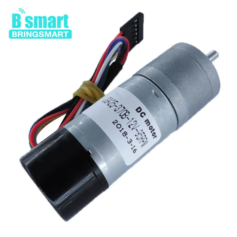 

Bringsmart Mini Gear Electric Motor Encoder JGA25-370GB DC 12 Volt Gear Large Torque Motor 977rpm Reducer Encoder Motor