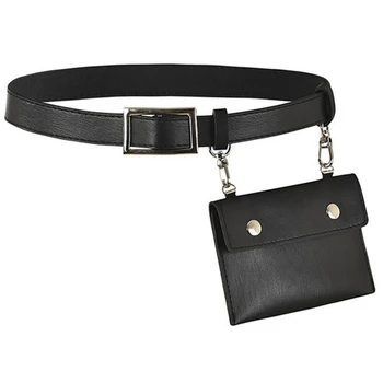 

Leather Fanny Pack Mens Waist Belt Bag Womens Purse Hip Pouch Travel Sash Bag(Black)