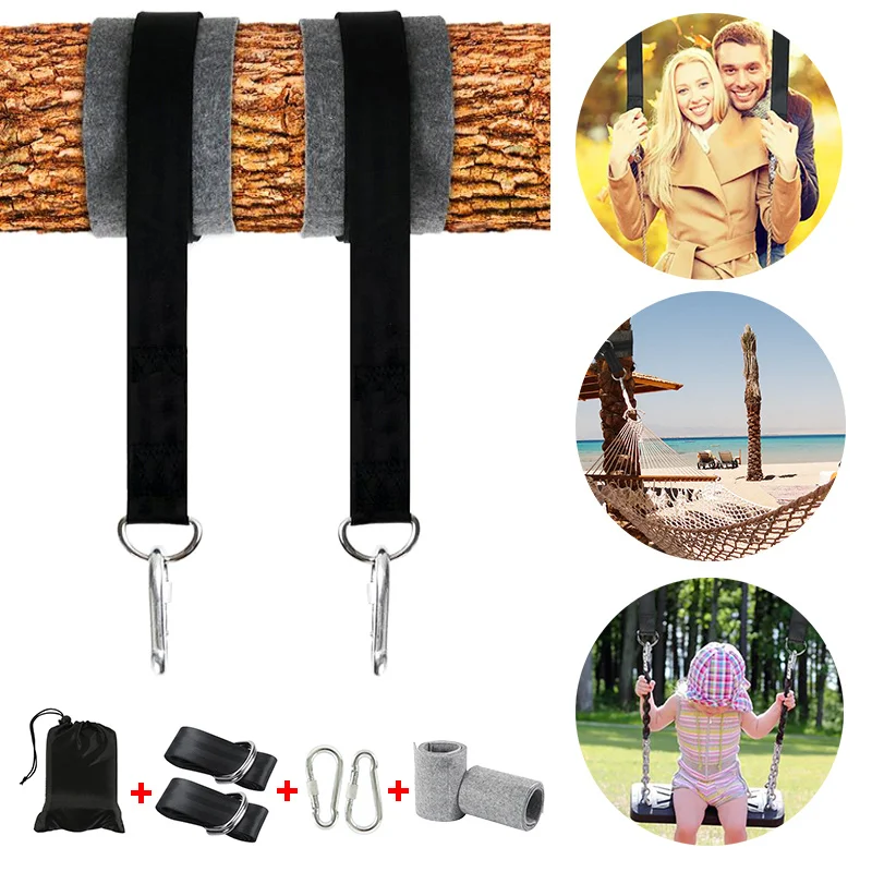 

Outdoor Camping Hiking Swing Chair Hanging Belt Tree Swing Hanging Kit Hammock Straps Rope Carabiner Wear-resistant Cloth Set
