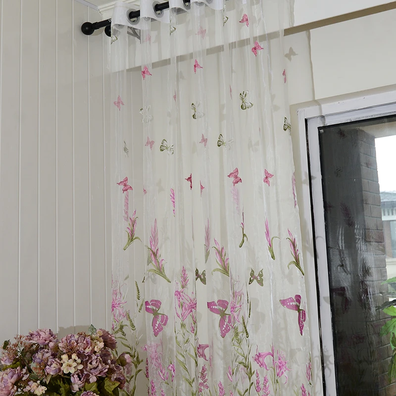 Nueva oferta especial Hospital Cortina selva Burnout Tulle niños dormitorio estilo mariposa ventana para tratamientos