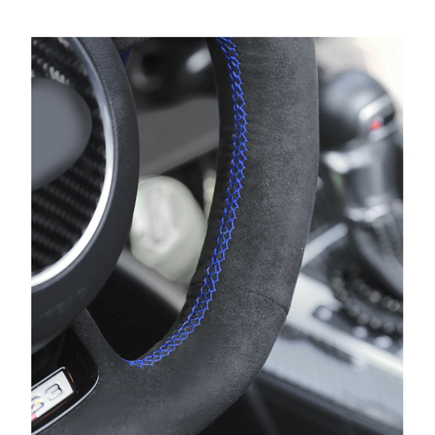Черная замша Handsewing крышка рулевого колеса для Audi S1 8X S3 8V Sportback S4 B8 Avant S5 8T S6 C7 S7 G8 RS Q3 8U SQ5 8R