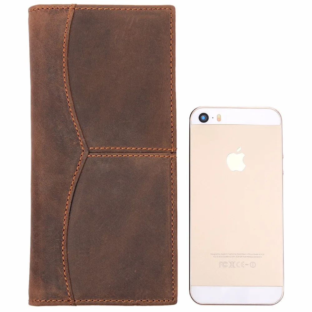 

J.M.D High Quality Crazy Horse Leather Wallet Mens Multi ID Credit Card Holder Retro Style Long Mony Purse 8059R-1