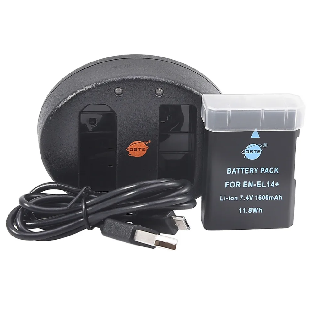DSTE EN EL14 Battery UDC111A Dual USB Charger for Nikon D3100 D3200 D5100 D5200 D5300 DF