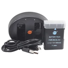 DSTE EN-EL14 Батарея + UDC111A Dual USB Зарядное устройство для Nikon D3100 D3200 D5100 D5200 D5300 DF P7000 P7100 P7200 D3400 D5600 Камера