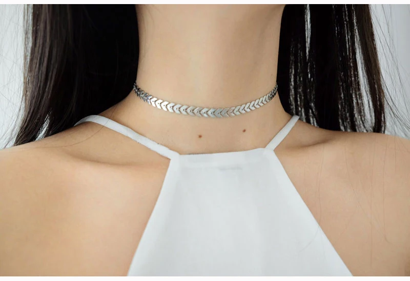 LWONG популярное золотистое серебряное ожерелье-чокер с цепочкой в форме стрелы для женщин, летняя простая цепочка чокеры, ожерелье s Ras Du Cou