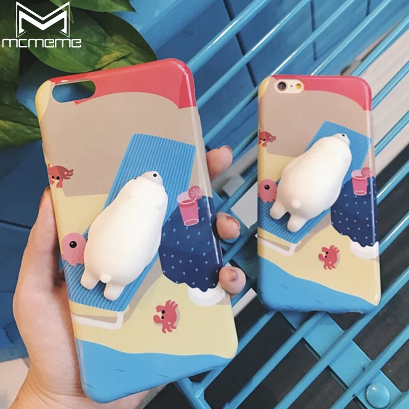 

MCMEME Case For iPhone 6 6s 7 Plus 3D Silicon Cute Animal Pattern Cover Bag Squishy Kneading Cute Case Cover For iPhone 7 7Plus