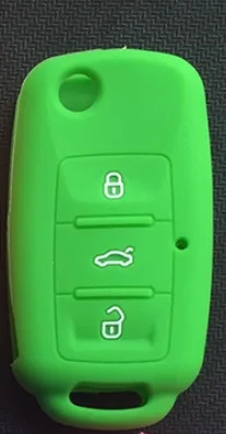 Силиконовый для ключа автомобиля чехол для VW polo passat b5 TIGUAN Golf Age 3 кнопки Складной автомобильный ключ чехол для выкидного ключа starline a93 - Название цвета: green