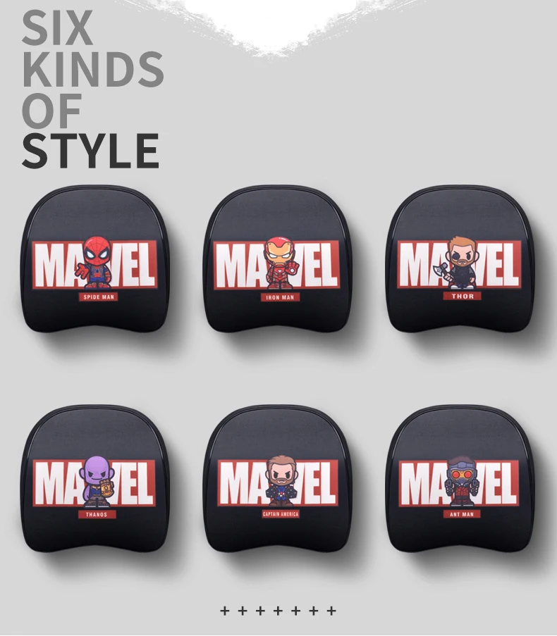 new marvel headrest car neck pillow avengers iron man captain america spider man thanos pillow for cars seat auto accessories