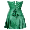 Sexy Corset Dress Women's Faux Leather Overbust Corset Bustier with Mini Skirt Poison Ivy Costume Green Plus Size S-6XL ► Photo 3/5