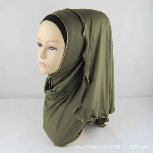 15 видов цветов мусульманский хиджаб шарф Мягкий хлопок длинный шарф с молнией границы платок isamic шарф - Цвет: Color 6