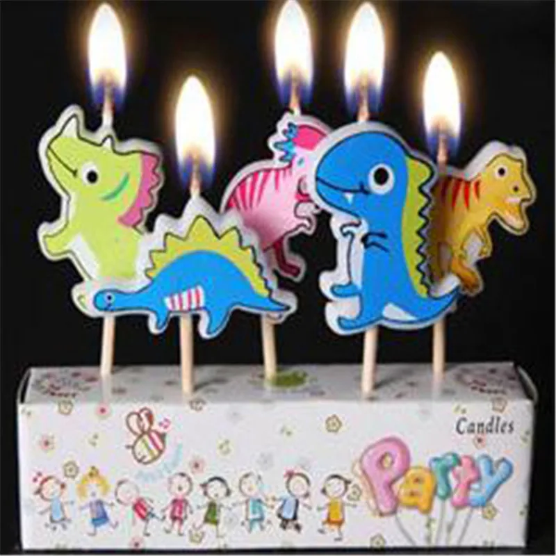

5Pcs/Pack Cute Dinosaur Candles Creative Craft Candles Children's Birthday Party Cartoon Candle No Smoke Cake Baking Decoration