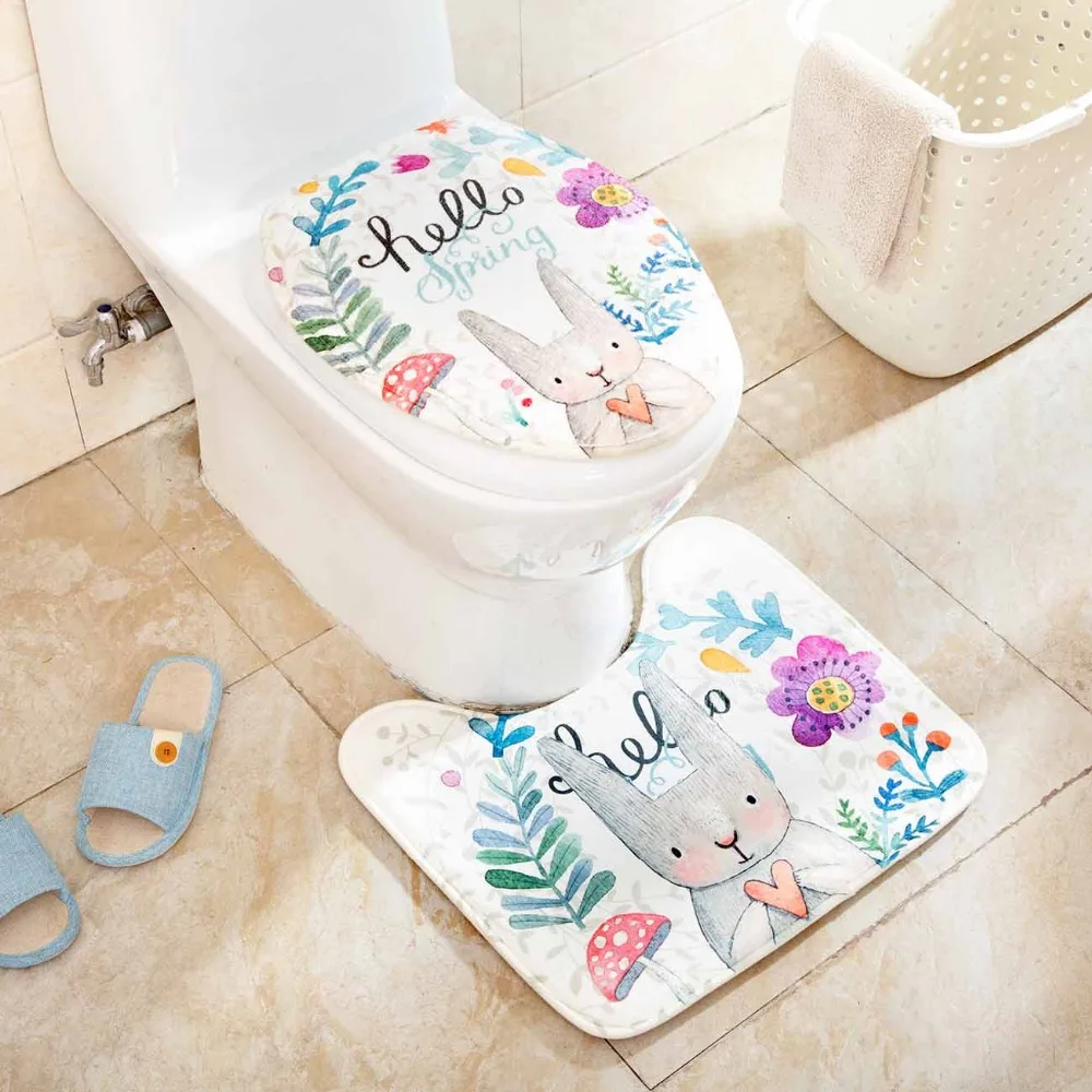 OTHERHOUSE 1Pc Soft Toilet Seat Cover Bathroom Mat Pad Floor Rug