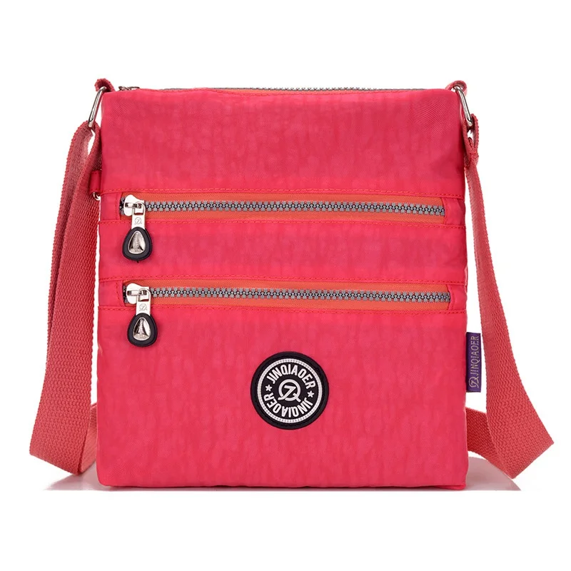 Маленькая нейлоновая сумка-мессенджер, Женская водонепроницаемая сумка через плечо, двухслойная сумка на плечо для Iphone Bolsa - Цвет: Watermelon Red