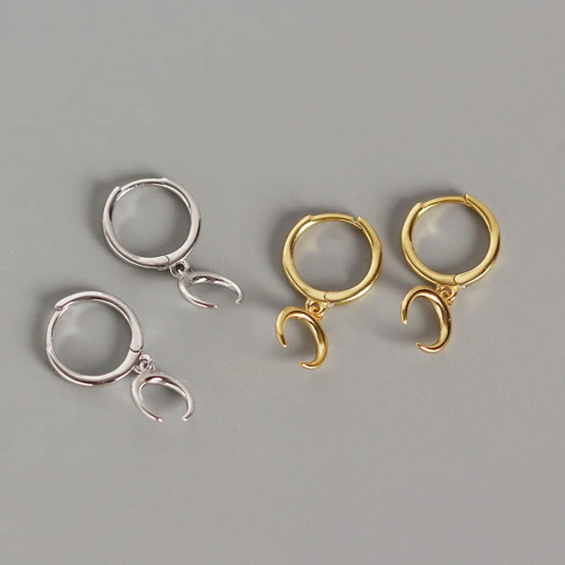 

New Arrival Round Circle Earrings Korean Half Moon Geometric Earrings for Women Pure 925Sterling Silver Jewelry Gifts Drop Free