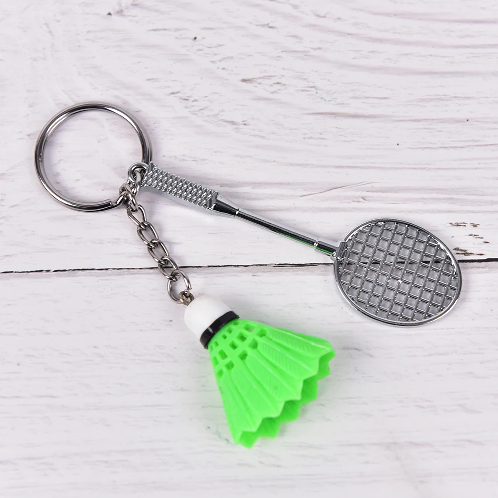 New 1PCS 3D Keyfob Keychain Holder Ring Mini Badminton Racket Balls