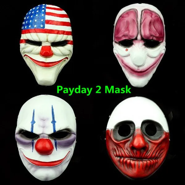 

4pcs Payday 2 Mask Dallas mask/Wolf/Chains/Hoxton cosplay halloween horror clown mask payday masqueradeCarnaval Costume men