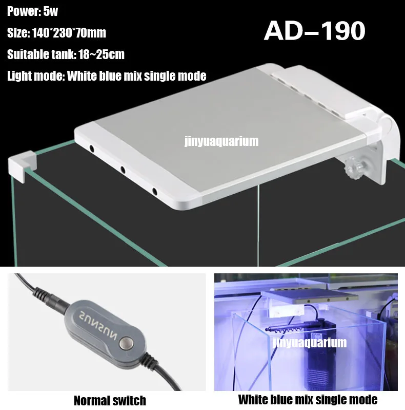 Светодиодный светильник аквариумное растение для выращивания аквариума 110v~ 240v мини нано Белый Синий термометр - Цвет: AD 190 5w