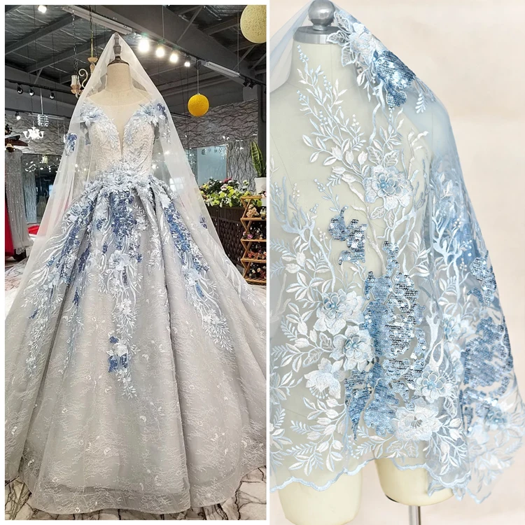 

Multi-color Three-dimensional Beaded Matte Sequins Embroidered Lace Fabric Wedding Dress Cloth Handmade DIY Accessories 1piece