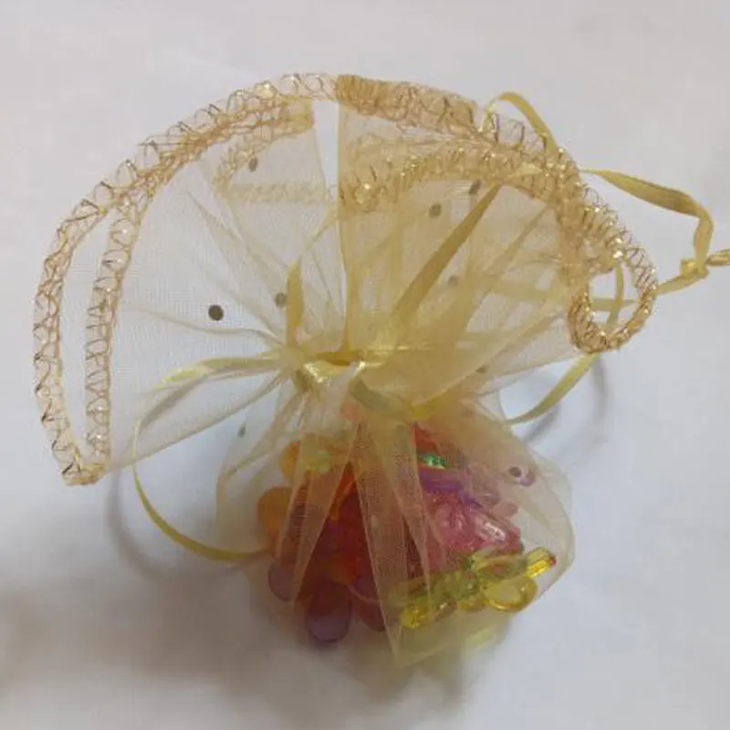 60 шт. 40 см диаметр марлевые сумка мешок со шнурком Свадьба День рождения Рождество конфеты подарочная сумка для показа круглая органза сумка - Цвет: Золотой
