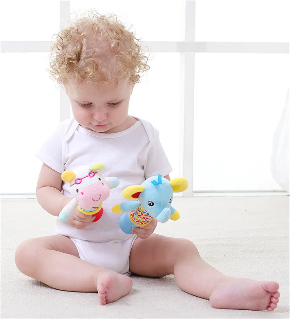 Игрушка детская погремушка плюшевые Мультяшные животные звуковые игрушки погремушка новорожденный ребенок ручной кукольный просветление Плюшевая Кукла детская погремушка
