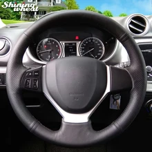 BANNIS Preto Couro Genuíno Tampa Da Roda de Direcção Do Carro para Suzuki Vitara 2015 CELERIO Suzuki SX4 S-CROSS 2013 2014