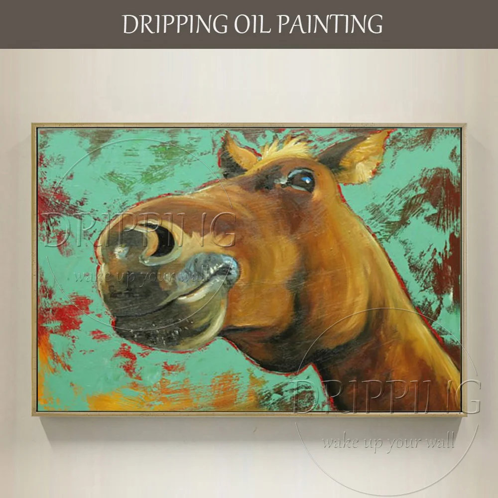 Artist Hand painted Funny Animal Oil Painting on Canvas Modern Animal Horse Oil Painting for