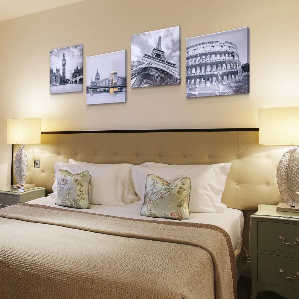 BANMU-4-Piece-No-Frame-Famous-Buildings-Roman-Colosseum-Big-Ben-Eiffel-Tower-Oil-Painting-Wall (3)