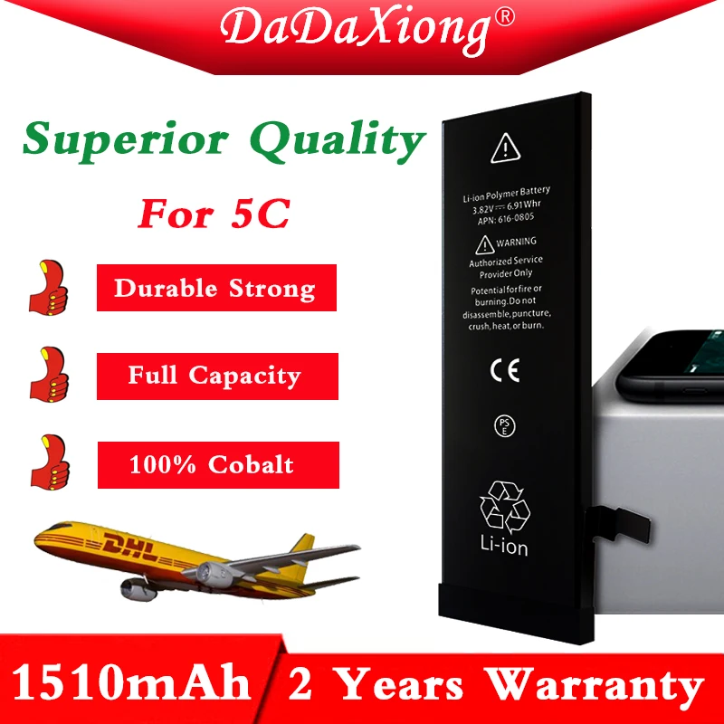 

Da Da Xiong Original 10pcs/lot Superior Quality work with IOS 11.4/12 100% Cobalt Cell TI CPU 1510mAh Battery for iPhone 5C