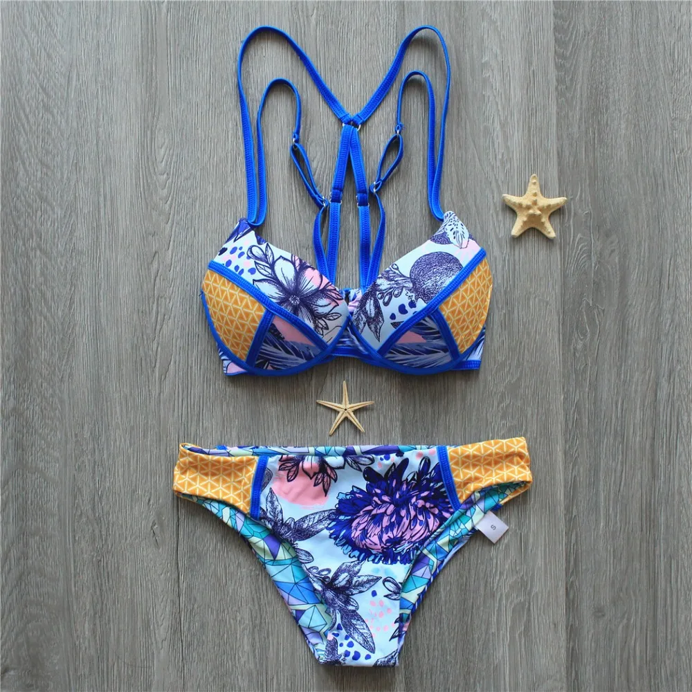 Free Shipping 2017 Women's Multi Rope Sling bikinis printing Reversable