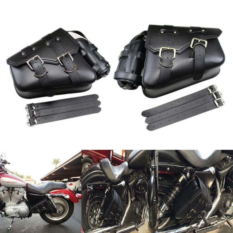 Черная искусственная кожа Solo Swing Saddlebag and Pannier хранение Совместимо с Sportster XL883 XL1200