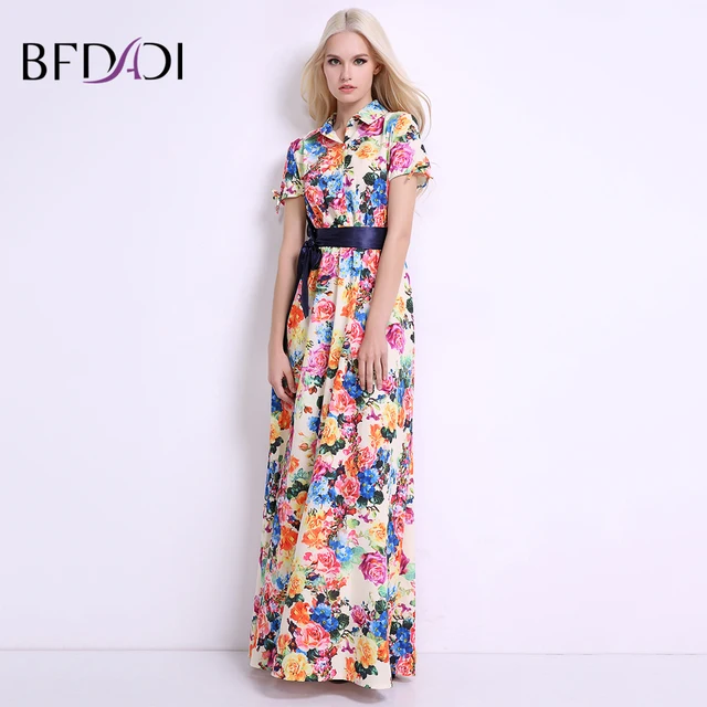 Delle Bfdadi Women Da Maxi Donne Di Dress Casual Estate Nuovo Vestito Stampa 2017 Modo nkw0PO