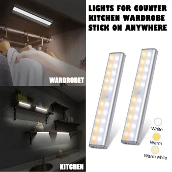 

Newest Creative LED double row wardrobe light Under Cabinet Lighting Wireless USB Rechargeable Infrared Sensor Light Table lamp