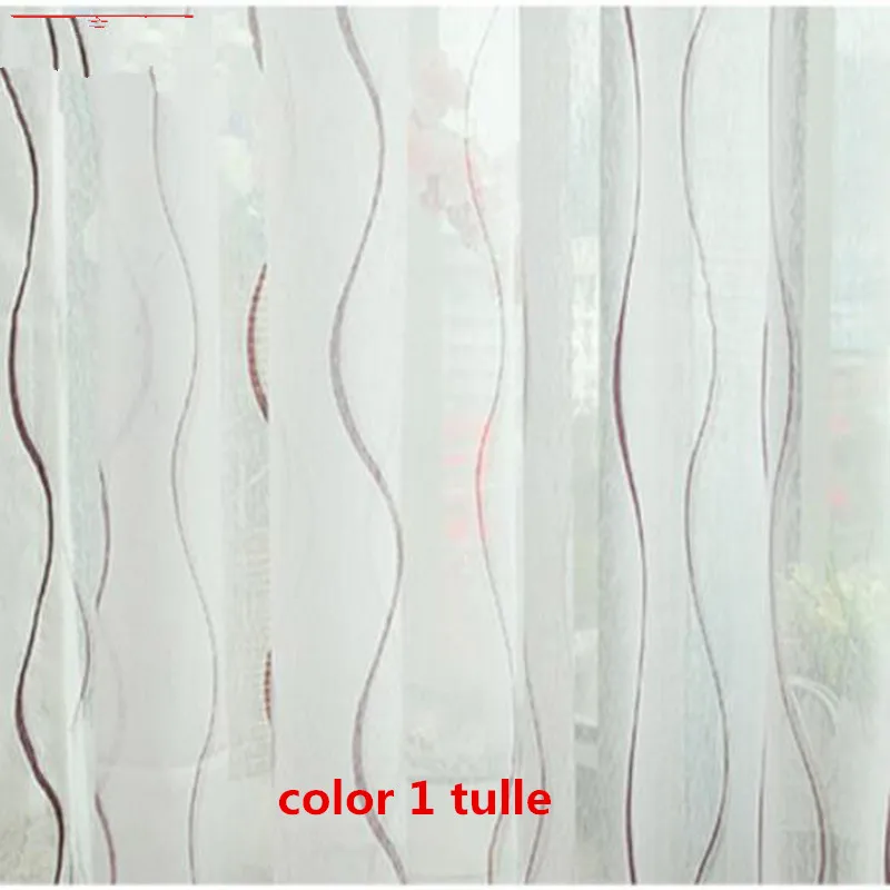 Современные Полосатые Серые оконные шторы для гостиной, затемненные шторы, тканевые тюлевые шторы для спальни wp380& 30 - Цвет: Color 1 Tulle
