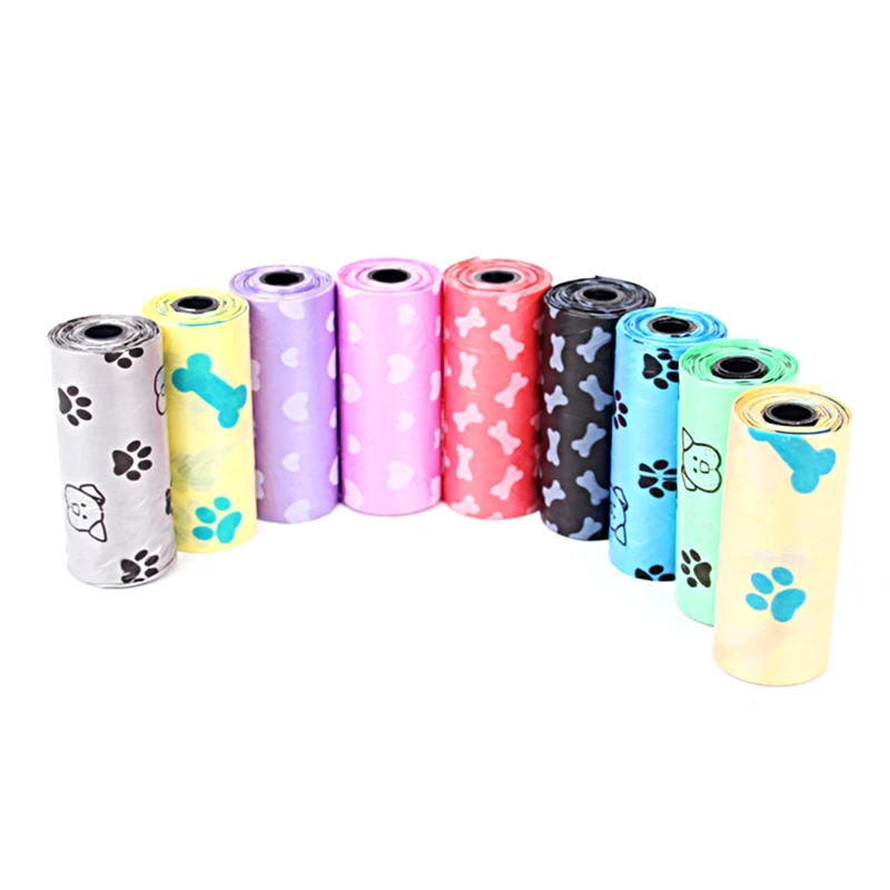 

Color Random Garbage Bag Home Wider 1Roll Degradable Pet Dog Waste Poop Bag With Printing Doggy Bag