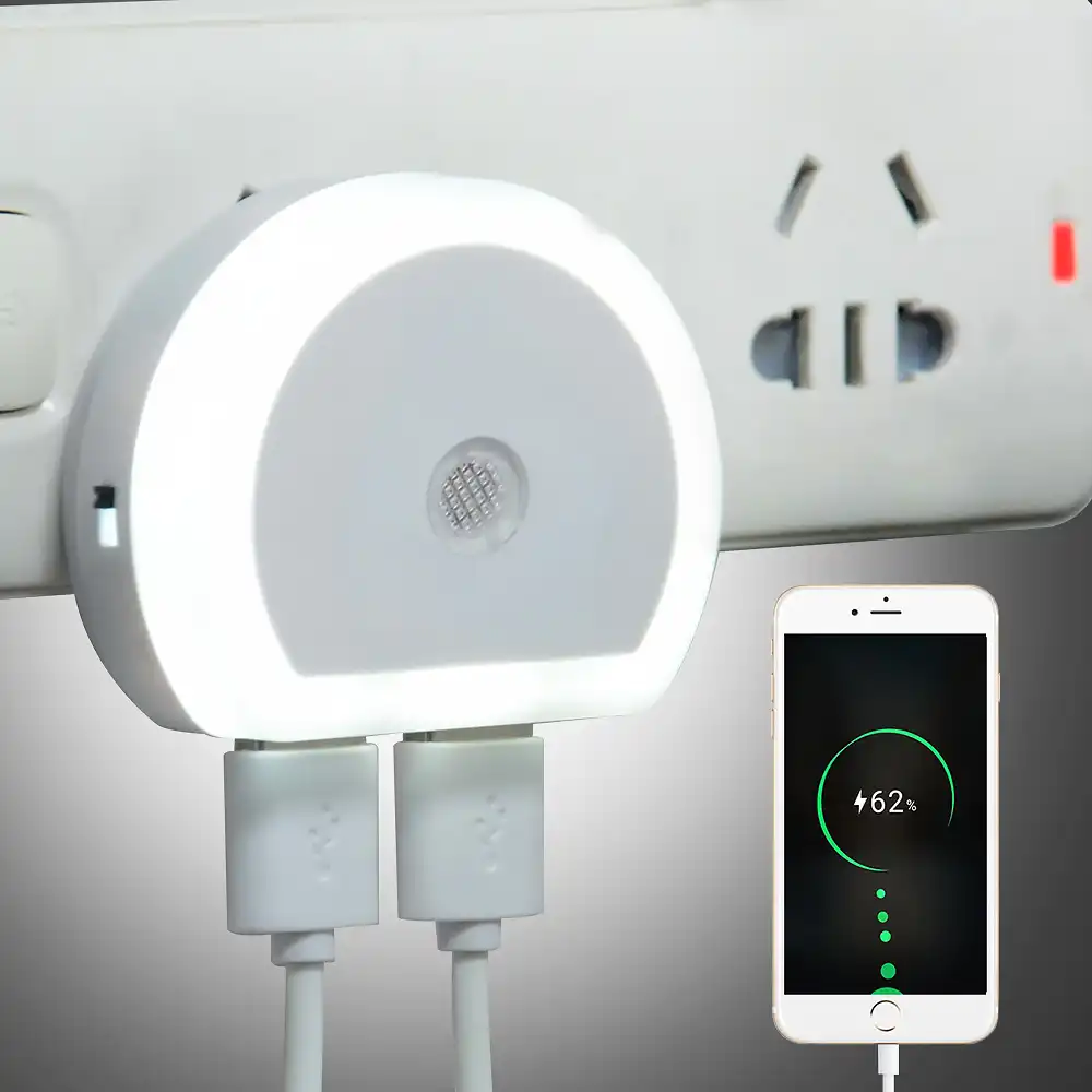 Portable LED Night Light Bulb Wall Plug In Auto Sensor US Or With Pull String ED