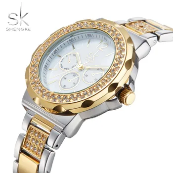

Shengke Luxury Watch Rhinestones Fashion Gold Ladies Watch Women Watches SK Women's Watches Clock relogio feminino montre femme