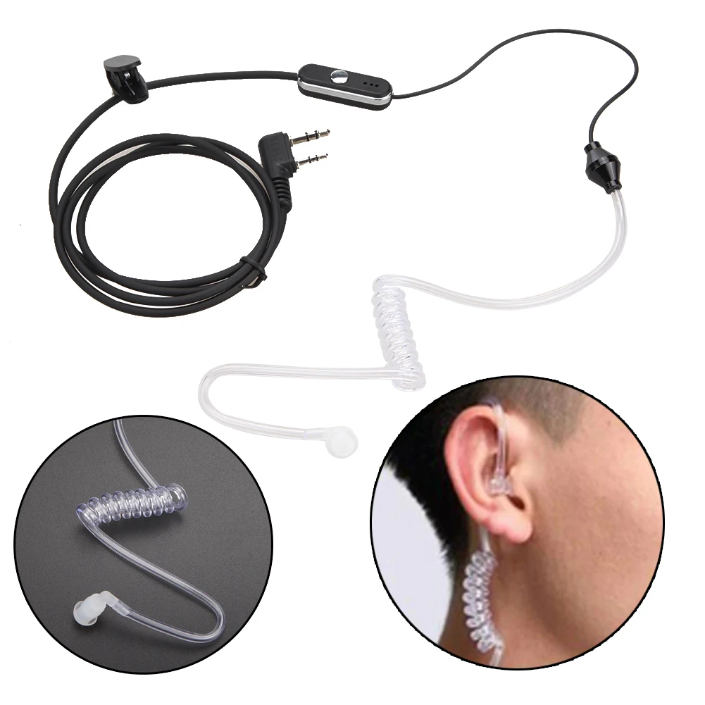 

2 Pin Acoustic Tube PTT MIC Earpiece Earphone Black Acoustic Tube Earpiece for Baofeng Retevis Radios B for Kenwood