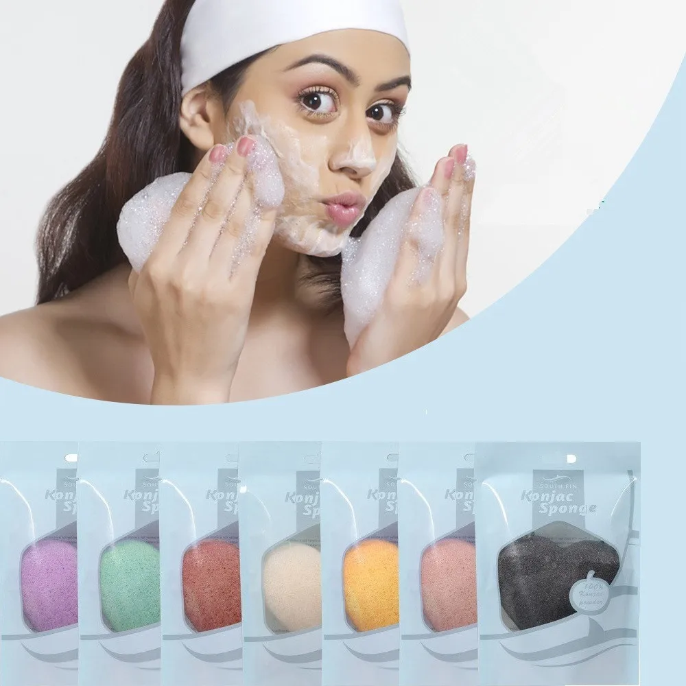 

7 Color Konjac Facial Heart-shaped Natural Soft Puff Face Cleanse Washing Sponge Exfoliator Cleansing Sponge Puff
