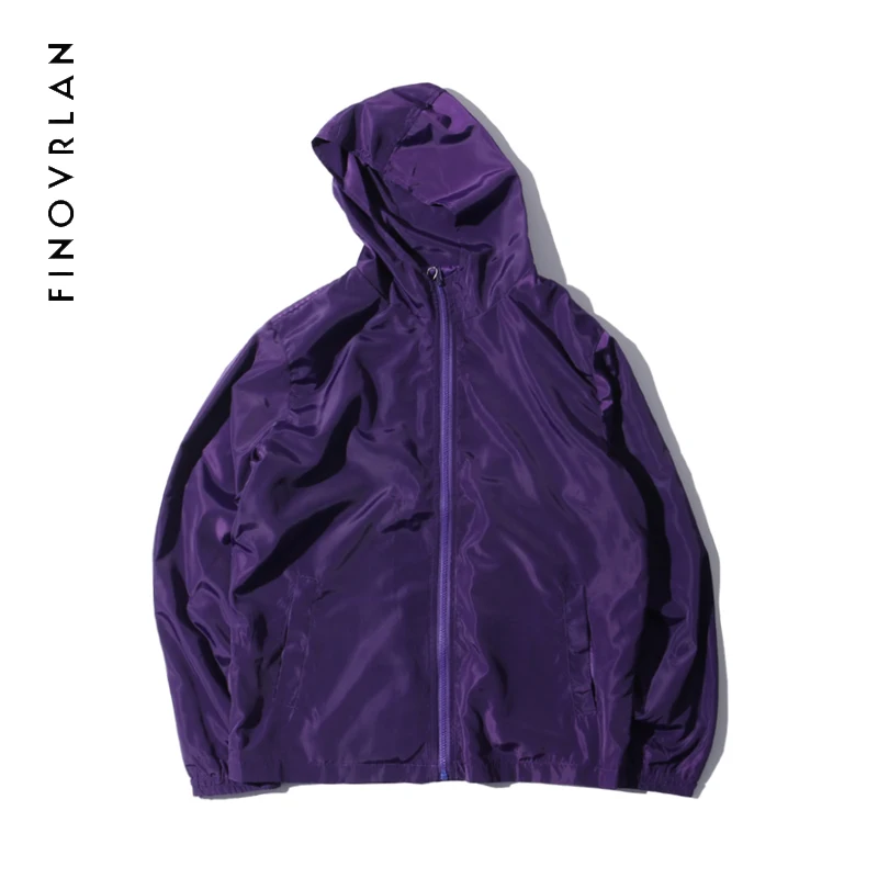 Цвет блок лоскутное ветровка куртка с капюшоном Для мужчин хип-хоп полный Зиппе пуловер спортивный костюм куртка уличной моды - Цвет: Фиолетовый